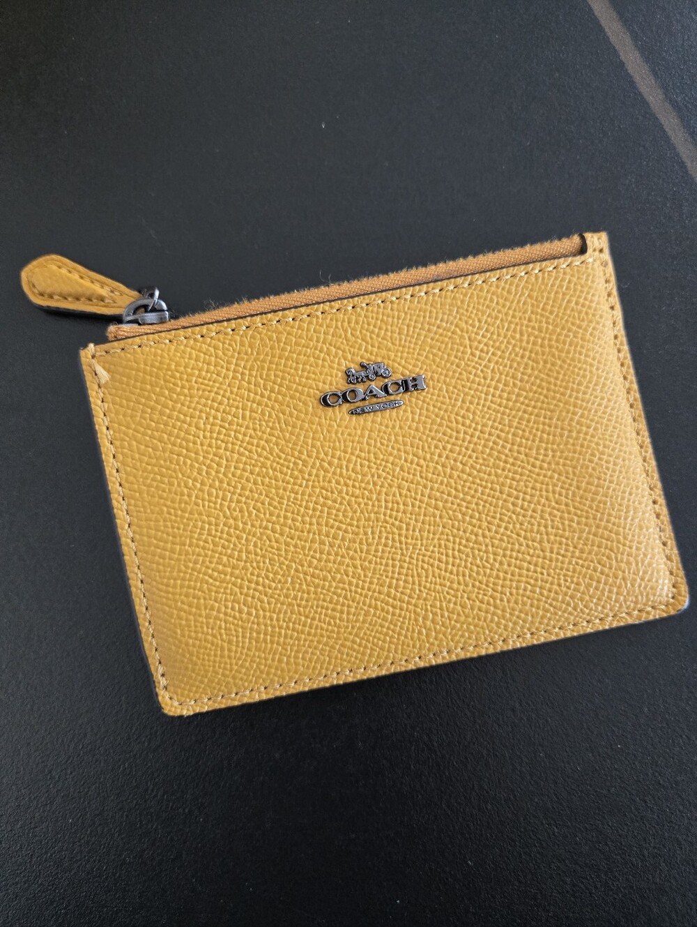 Coach Mustard Yellow Leather Zip Card Wallet